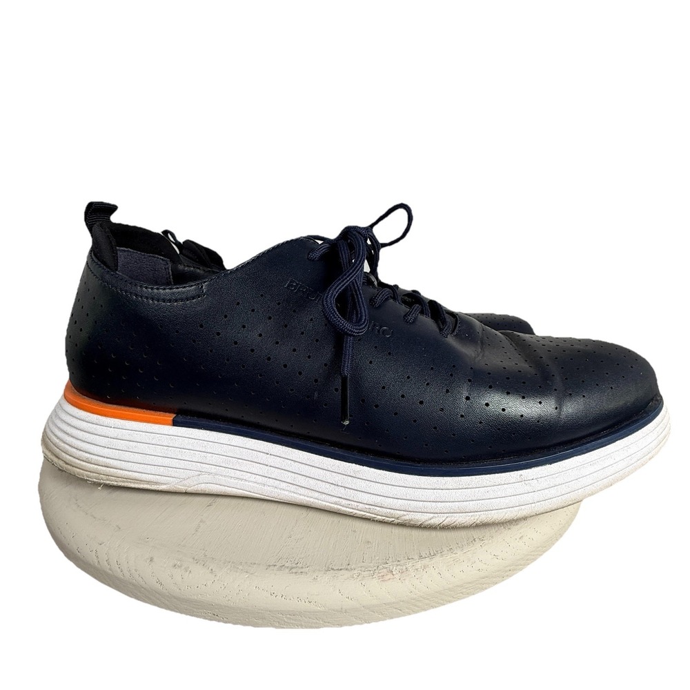Bruno Marc mens‎ leather max flex wing tip sneaker / casual shoe navy 10.5